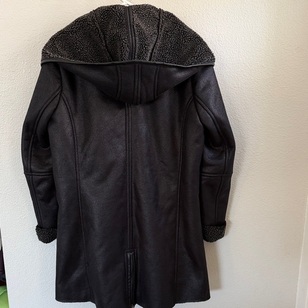 Sam Edelman women’s Charcoal hooded Teddy sherpa lined Jacket size medium - Picture 6 of 13